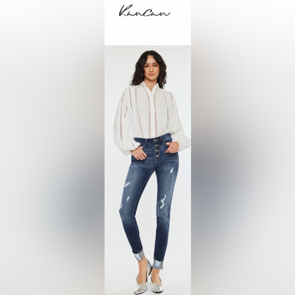 KanCan Denim - KANCAN Chelsea High Rise Blue Distressed Jeans - NWT SIZE 28